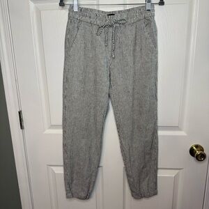 J. Crew Gray Straight Leg Pants with Elastic Waistband Gray White Stripes Size 0